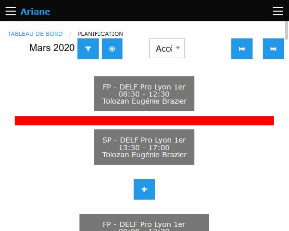 Planning de formation sur mobile - Ariane